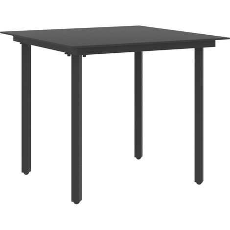 Garten-Esstisch Schwarz 80x80x74 cm Stahl und Glas
