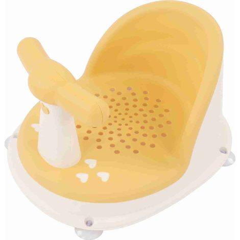Chaise de douche pour bébé pliable avec poignée amovible douce et souple en polypropylène (PP) hypoallergénique, siège de bain pour bébé, jaune (1/5)