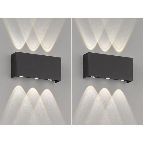 LED Außenwandleuchten 2er SET Schwarz mit Up Down Licht - 17cm breit (1/4)