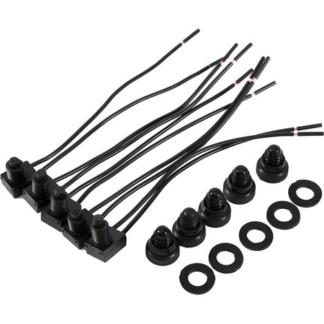 Bouton poussoir étanche 12V 5 pièces avec fil de 10 cm pour interrupteur marche/arrêt moto voiture (1/5)