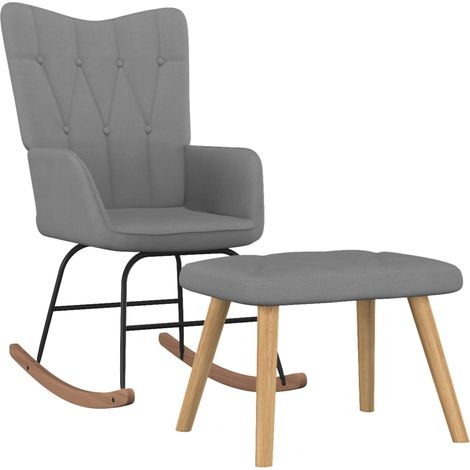 Chaise à bascule avec repose-pied, Rocking chair design contemporain, Fauteuil à bascule  Gris foncé Tissu BGT85655 (1/5)