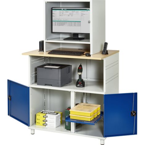 Rau Computer-Tisch 1023 mit Monitorgehäuse T550mm, B1100xT790xH1840mm (1/4)