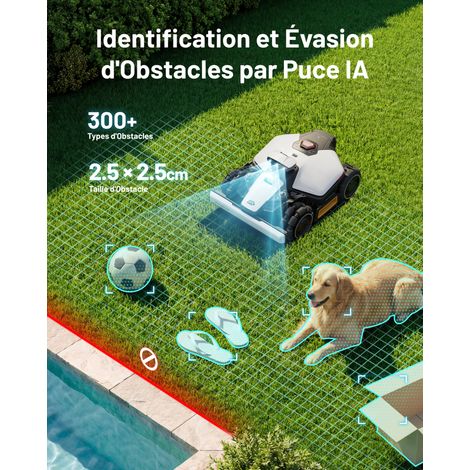MAMMOTION LUBA mini 2 AWD 1000 Robot Tondeuse sans Fil Périmétrique, jusqu'à 1000m², AI Vision à Tri-Caméra+Positionnement NetRTK, Auto-Cartographie, Pentes 80%, DropMow — vue 3