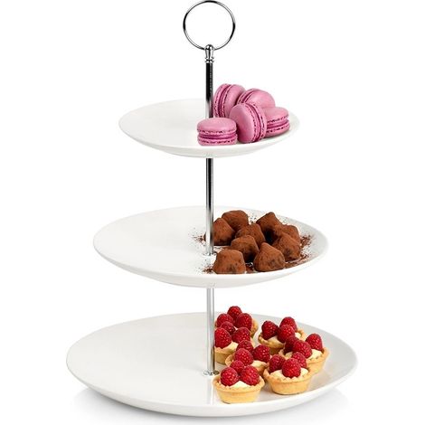 3-Tier Porcelain Cake Stand, White, 34 cm (1/5)