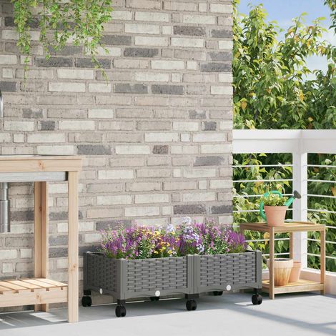 Teenpull – Gartenpflanzer mit Rädern Hellgrau 80 x 40 x 33 cm PP (1/5)