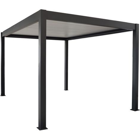 PROLOISIRS Pergola bioclimatique autoportée Zéphir motorisée aluminium/lames - grey - 3 x 4 m (1/5)