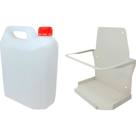 Conjunto garrafa PVC de 10L para descarga desagüe aire acondicionado + Soporte metálico en L de pared kit bidón grande soporte (1/5)