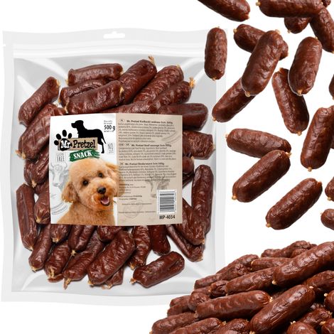 Friandise pour chiens : Saucisses de bœuf 5 cm Mr.Pretzel 500 g (1/5)