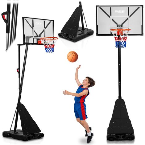 Canestro da basket regolabile da 160 a 305 cm, stabile, grande, Neo-Sport NS-284 (1/5)