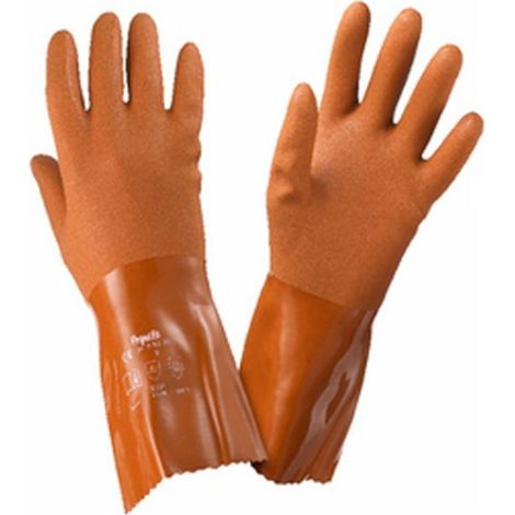 Guante PVC mecánico-quimico Redgrip, rugoso, flexible SAFETOP (10 pares) 9