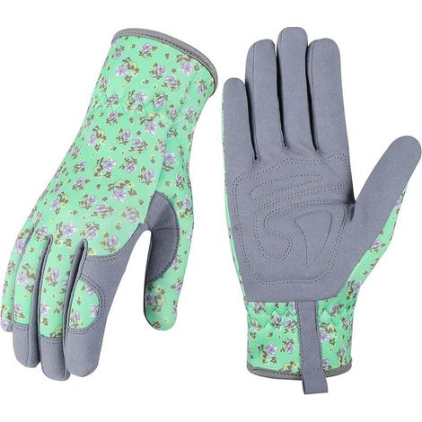 Gartenhandschuhe aus Leder für Damen – Arbeitshandschuhe zum Jäten, Graben, Pflanzen, Harken und Beschneiden, 22,5 cm (Grün) (1/4)