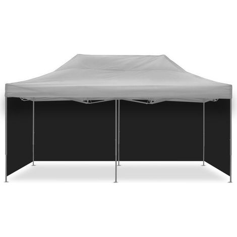 4 schwarze Seitenwände Tourtecs für faltbares Pavillon 3x6 m - Oxford 420D wasserdicht