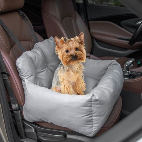 PawHut Autositz-Transporttasche für Hunde und Katzen, dick gepolstert mit PP-Baumwolle, sicher und komfortabel, rutschfester Boden, 50 x 54 x 33 cm, Dunkelgrau