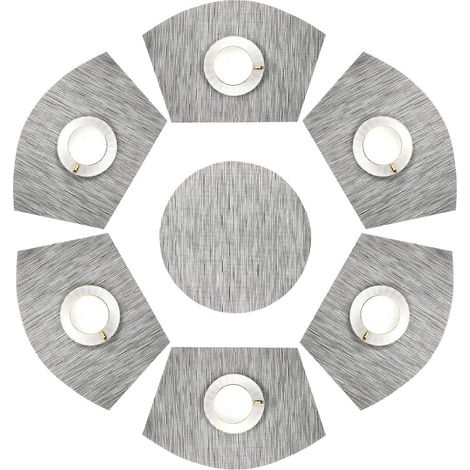 Sets de table, set de table rond à motif coquillage, set de table isolant rond pour vaisselle, set de table en PVC avec sous-tapis rond au centre, set de table résistant à la chaleur et facile à netto (1/5)