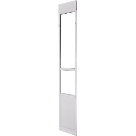 Porte pour chien pour porte coulissante en verre, hauteur ajustable 2311-2439 mm, cadre en aluminium avec charnières rotatives métalliques, verrouillage sécurisé, volet 346 x 600 mm, idéale locataires (1/5)