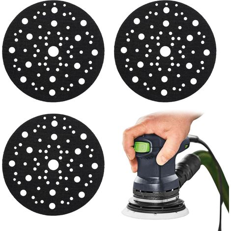 3 Patin, Fermeture Auto-agrippante, Nylon, 70 Trous, Pour Ponceuse Orbitale (1/5)