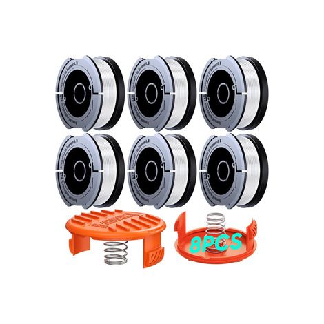 2 bobines BLACK+DECKER diamètre 1,65 mm – Remplace AF-100-3ZP – Tête auto B6+2+2 avec capot