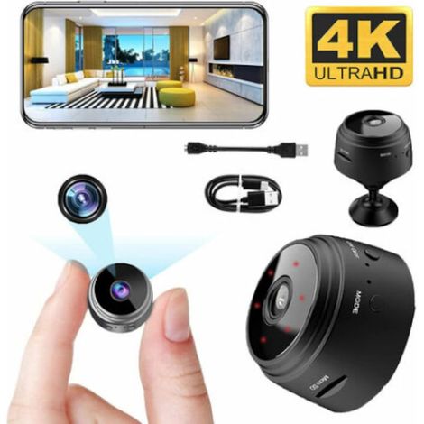 Mini caméra de surveillance HD 4K sans fil, détection de mouvement, vision nocturne, set complet noir (1/5)