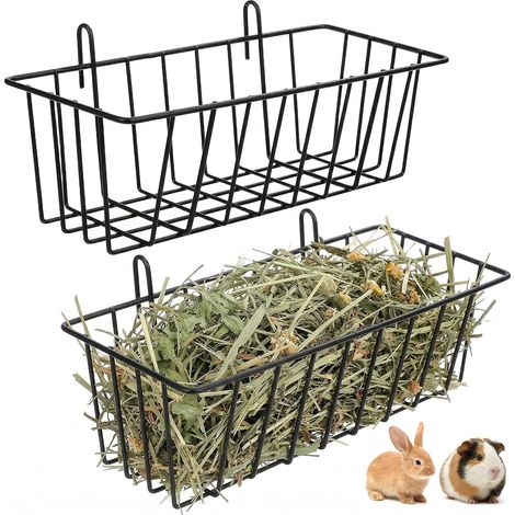 2 Pieces Hay Rack Rabbit Hay Feeding Station Rabbit Dispenser Ferret Cage Accessories Feeder Storage Shelf Feeding Wrought Iron (1/5)