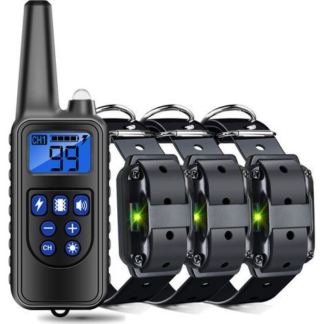 [NEVER USED] Rechargeable and waterproof dog training collar with 800 m range, electric shock, sound, black B (1/4)