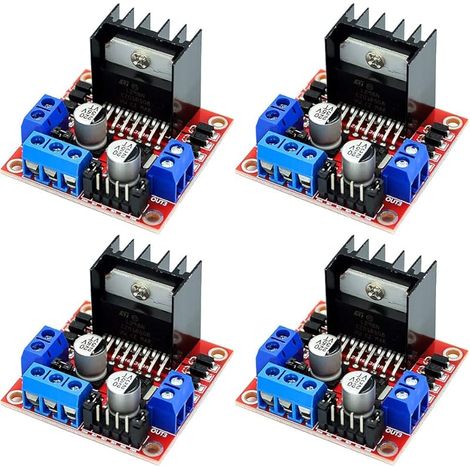 4 pièces L298N Module de carte de contrôleur d'entraînement de moteur double pont en H DC pas à pas pour Arduino (1/5)