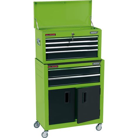 Draper 19566 Combined Roller Cabinet and Tool Chest, 6 Drawer, 24"", Green