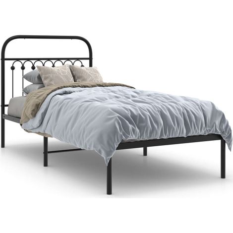 Maison Exclusive - Cadre de lit métal sans matelas avec tête de lit noir 90x190 cm (1/5)