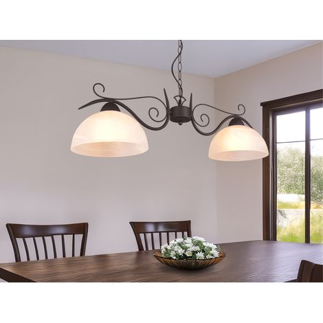 Pendelleuchte COUNTRY Landhaus 2-flammig mit Glasschirmen Weiß, B: 82cm (1/5)