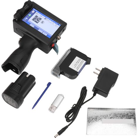 Ortviai Imprimante jet d'encre portable – hauteur d'impression 2 à 12,7 mm, écran tactile, encre rapide séchage, pour codes-barres et dates