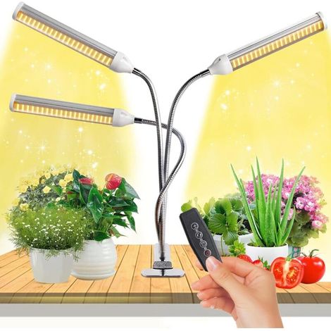 SABIR Lampe pour Plantes Interieur,315 LEDs Lampe LED Horticole, Chronométrage AUTO - ON/OFF, 3 Heads Spectre Complet Lampe de Croissance pour Semis, Succulentes, Orchidee (1/5)