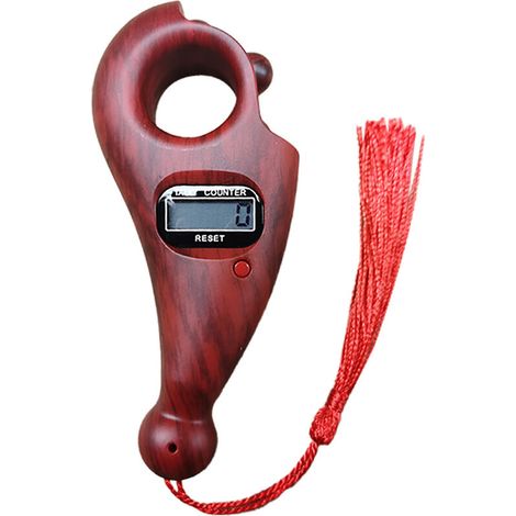 Digital Finger Counter with Buddha Beads Electronic Display Finger Counter Hand Tally Counter for Buddhist Prayer Decompression Toy(Brown) (1/5)