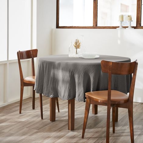 Nappe de table "Gaïa" rode 180 cm "Gaze de Coton" - Gaïa Granit
