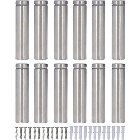 Lot de 12 vis d'entretoise en acier inoxydable 19 x 80 mm, vis publicitaires, accessoires de fixation pour la suspension d'articles promotionnels.