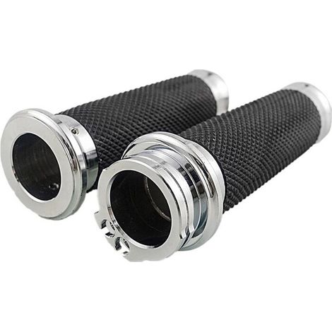 1-Zoll (25 mm) Gummilenkergriffe für Motorräder, passend für Touring Road King Bobber Cafe Racer Modelle, silber.