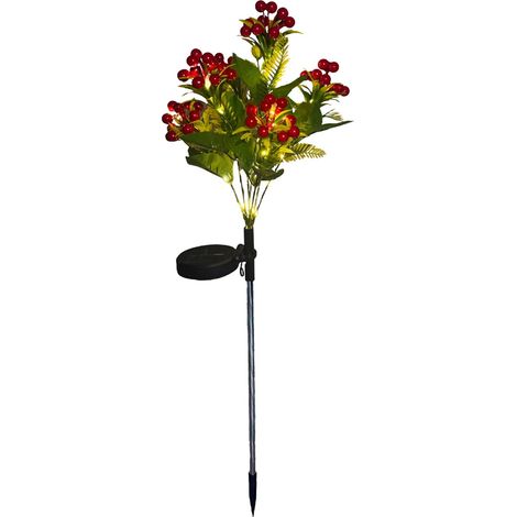 Luminaire Solaire De Noël - Houx À Baies Rouges - LED Extérieur - Piquet De Sol 70,5 Cm - IP65 - 1 Pièce (1/5)