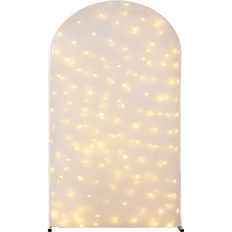 Arche lumineuse avec filet de pêche LED, décoration d'ambiance nocturne clignotante, arche de décoration extérieure pour mariage sur pelouse (blanche avec lumières - 220 x 120 cm, sans cadre) (1/2)