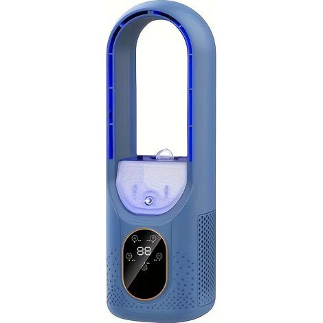 Ventilateur climatiseur portable, rafraîchisseur d'air par évaporation, ventilateur de bureau, bleu