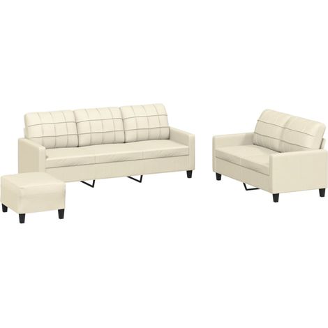Maison Exclusive - Set di Divani 3 pz con Cuscini crema in Similpelle