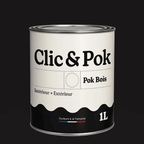 Peinture Bois Extérieur – POK BOIS - 1L - RAL 8022 - Brun noir- Résistante aux intempéries - Ne s'écaille pas (1/4)