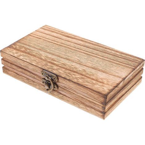 Boîte en bois avec couvercle, boîte à verres en bois, boîte à bijoux, boîte de rangement en bois pour loisirs créatifs et souvenirs-14.5X9cm-Light Brown (1/3)