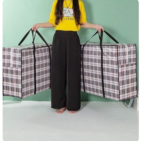 Lot 2 sacs rangement extra larges 80x55x24 cm, tissu imperméable fermeture éclair boîte plastique voyage courses (1/5)