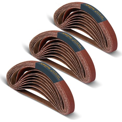 Lot de 60 bandes abrasives en oxyde d'aluminium pour ponceuse à bande pneumatique, travail du bois, polissage du métal (1/5)