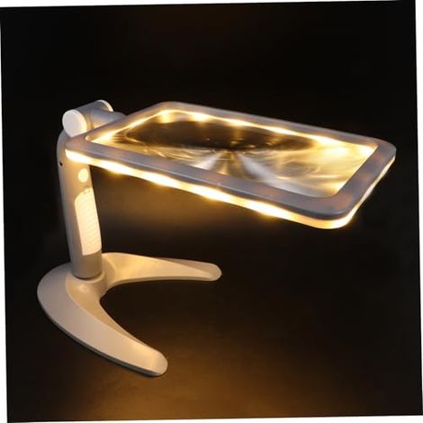 Lente d'ingrandimento da scrivania portatile a LED con luci, lente d'ingrandimento compatta e illuminata per la lettura, lampada da scrivania leggera e maneggevole per ipovedenti e anziani