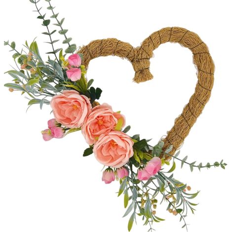 Guirlande Florale en Forme de Cœur - Guirlande Artificielle pour Porte et Mur - Décoration Printemps Saint-Valentin - 1 Pièce (1/5)