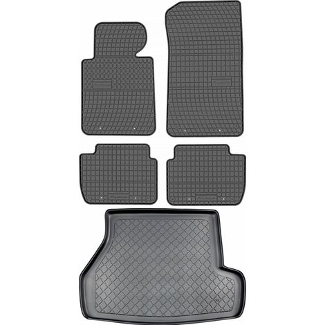BMW Serie 3 E46 Familiar de 1998-2005, JUEGO - Alfombrillas de goma para coche + alfombrilla para maletero
