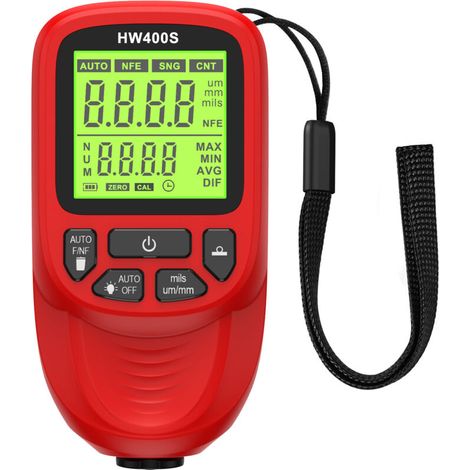 Épaisseurmètre de Revêtement Haute Précision HW-400S, Testeur d'Épaisseur de Peinture Vernis Anodisation sur Métal, Mesure 0-2000µm, Auto FE/NFE, Portable (1/5)