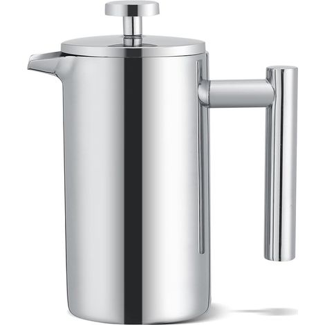 [JAMAIS UTILISÉ]Cafetière à piston française petite 350 ml/12 oz, cafetière en acier inoxydable à paroi double isolée, presse à café avec système de filtration à 3 niveaux, (1 tasse) (1/5)