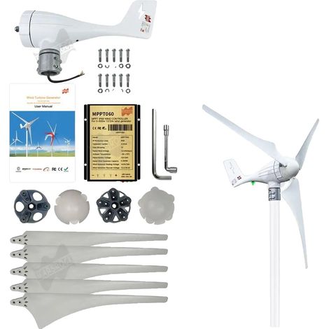 Générateur d'éolienne, sortie 600W, contrôleur MPPT, 600W Avec Contrôleur-a, 600W-a, AC 12V (1/2)