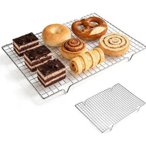 1 Grille Patisserie, Acier Carbone 43x29 Cm, Pieds Surélevés 1,5 Cm, Pour Four Et Barbecue (1/5)