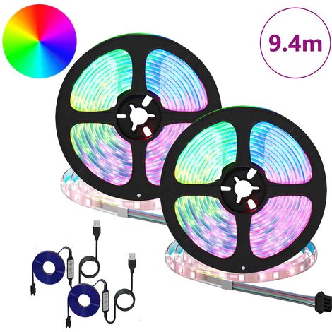 Bande LED 2 pcs Noir et Transparent 4700 mm Cuivre et plastique